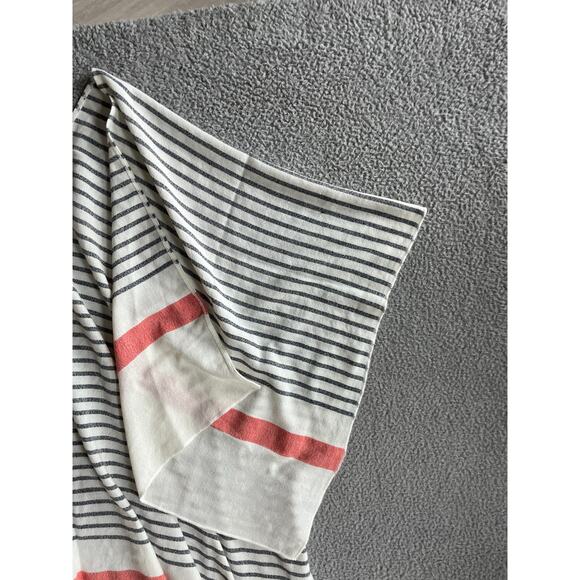 Mer Sea Shawl Wrap Sweater Striped Oversized Open Boho Beach White Gray - Picture 3 of 16